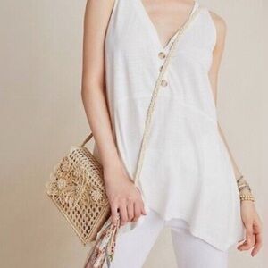 Anthropology x Maeve Flowy White Sleeveless Top